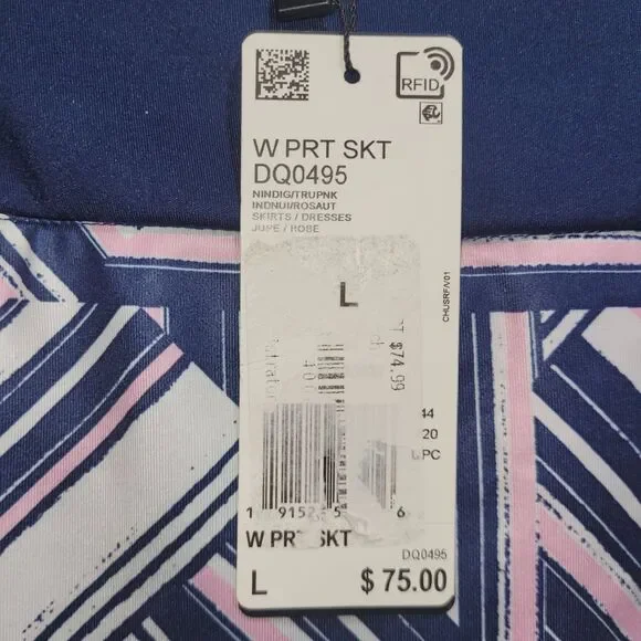 NWT Adidas‎ Light Pink Navy Geometric Print Athletic Skirt DQ0495 Size L - Picture 3 of 13